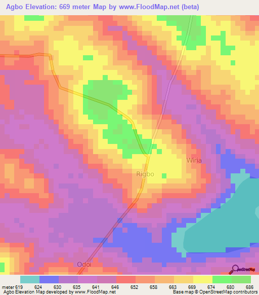 Agbo,Uganda Elevation Map
