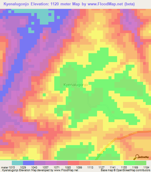 Kyenalugonjo,Uganda Elevation Map