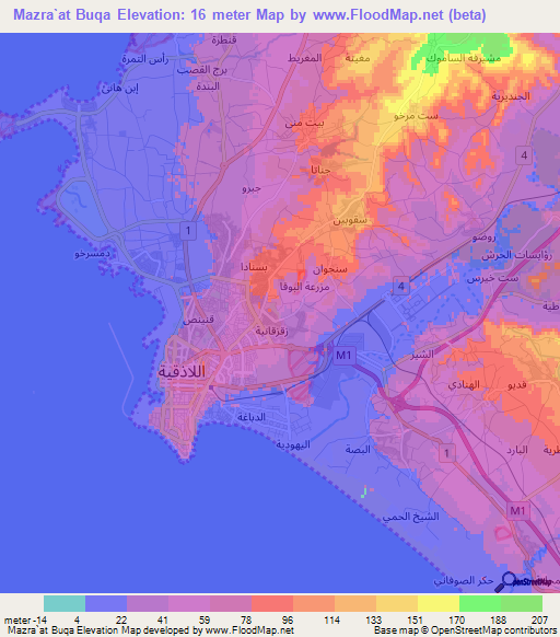 Mazra`at Buqa,Syria Elevation Map