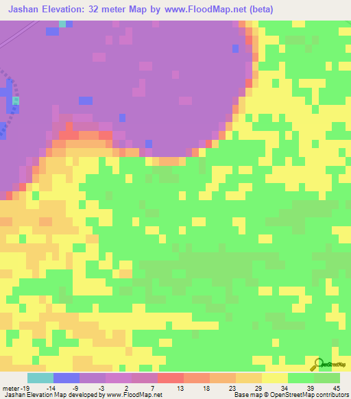 Jashan,Turkmenistan Elevation Map