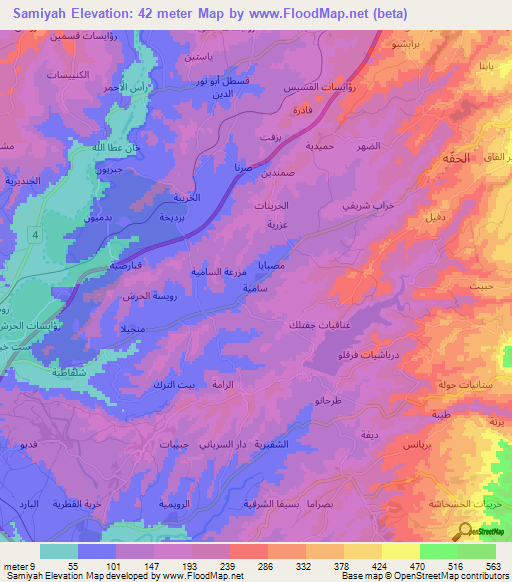 Samiyah,Syria Elevation Map