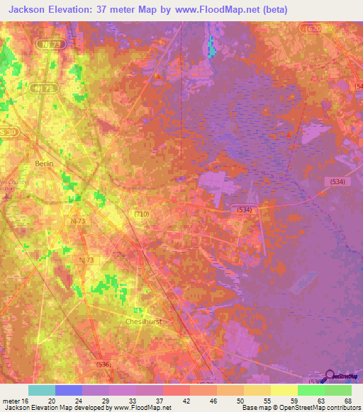 Elevation of Jackson,US Elevation Map, Topography, Contour