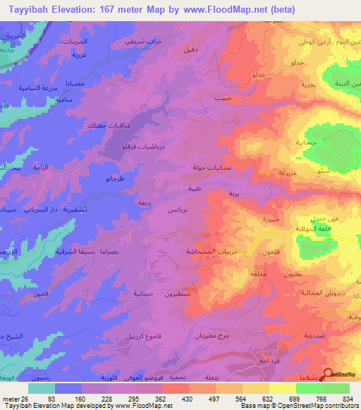 Tayyibah,Syria Elevation Map