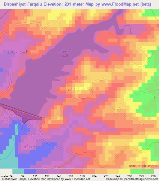 Dirbashiyat Farqalu,Syria Elevation Map