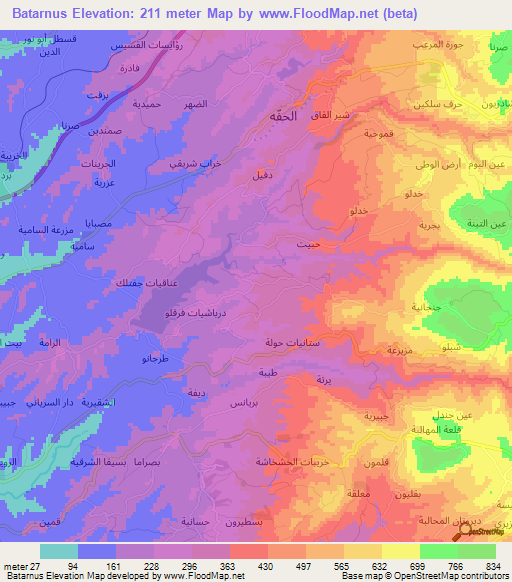 Batarnus,Syria Elevation Map