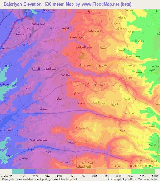 Bajariyah,Syria Elevation Map