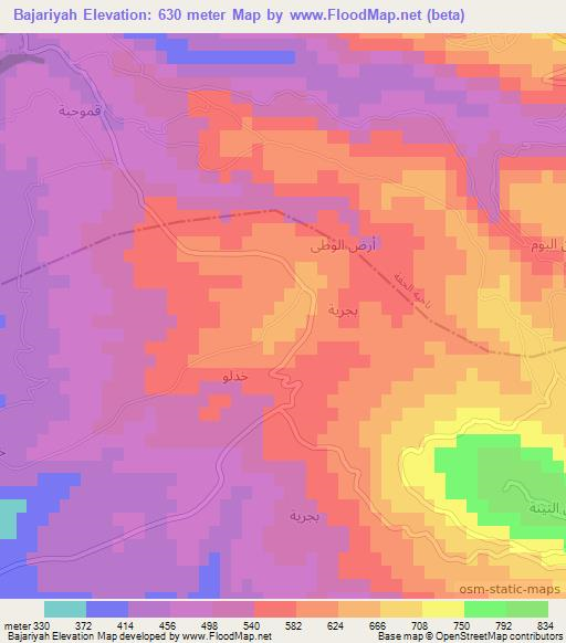 Bajariyah,Syria Elevation Map