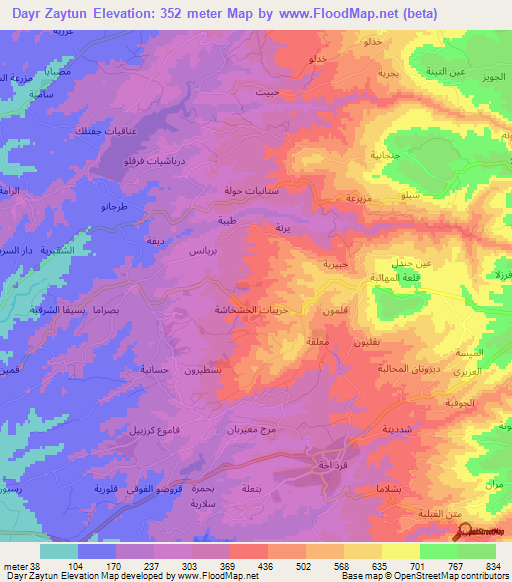 Dayr Zaytun,Syria Elevation Map