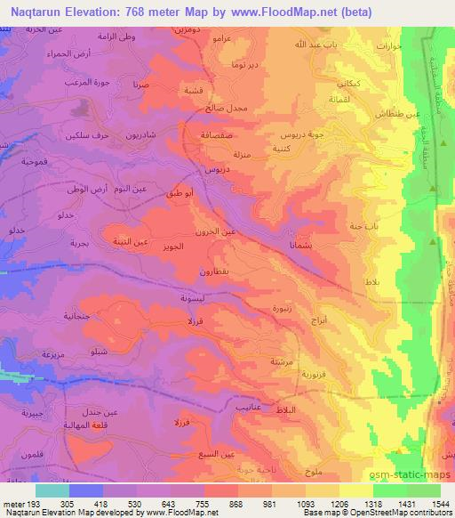 Naqtarun,Syria Elevation Map