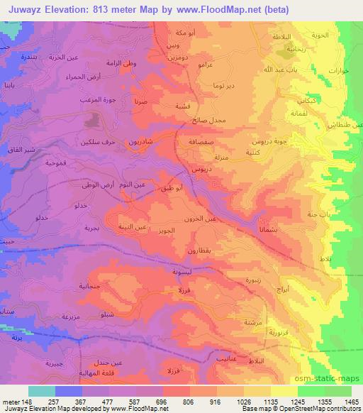 Juwayz,Syria Elevation Map