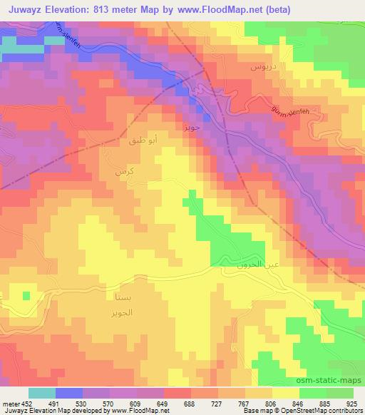 Juwayz,Syria Elevation Map