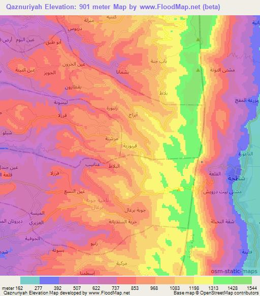 Qaznuriyah,Syria Elevation Map