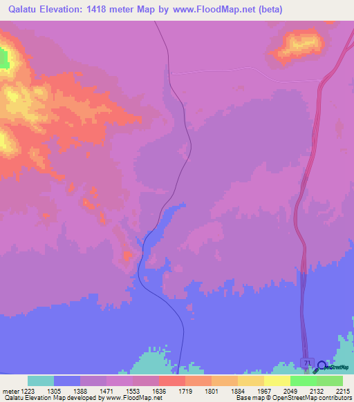 Qalatu,Iran Elevation Map