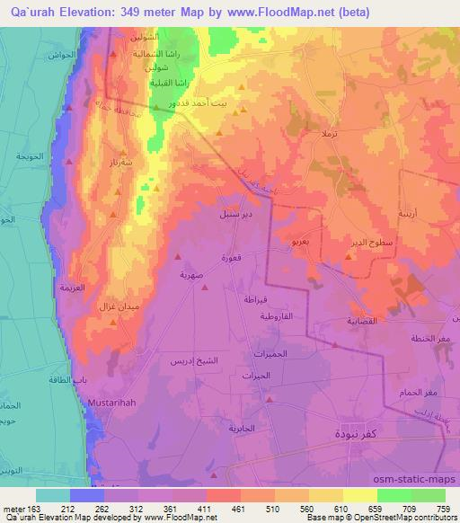 Qa`urah,Syria Elevation Map