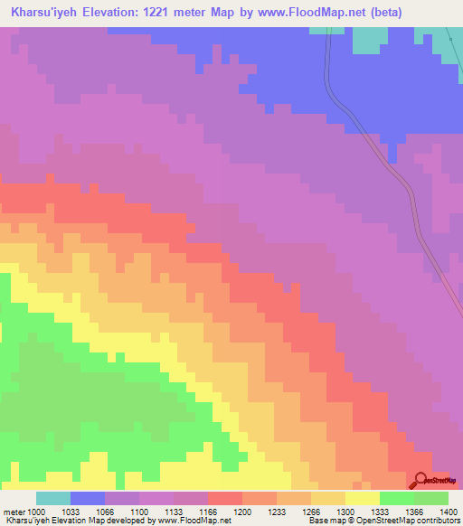Kharsu'iyeh,Iran Elevation Map