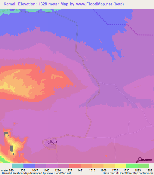 Kamali,Iran Elevation Map