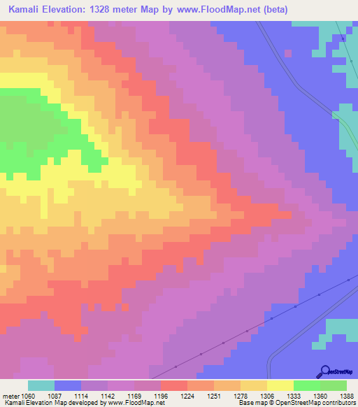 Kamali,Iran Elevation Map