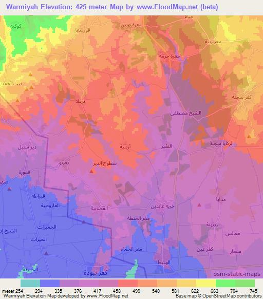 Warmiyah,Syria Elevation Map