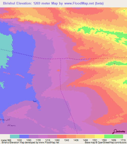 Birishul,Iran Elevation Map