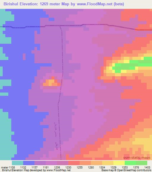 Birishul,Iran Elevation Map