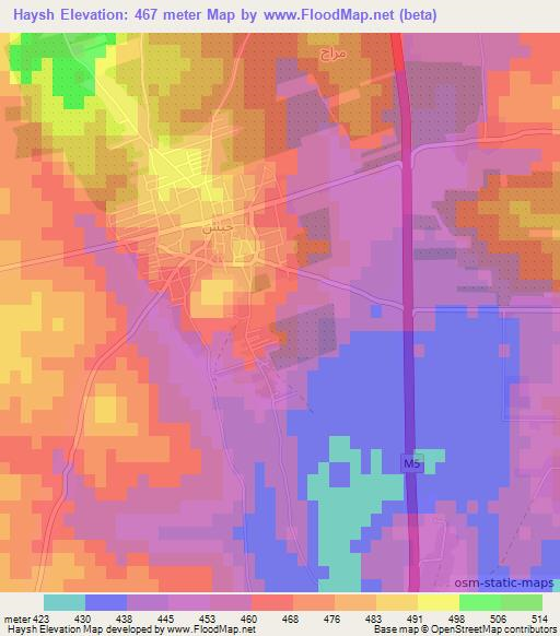 Haysh,Syria Elevation Map