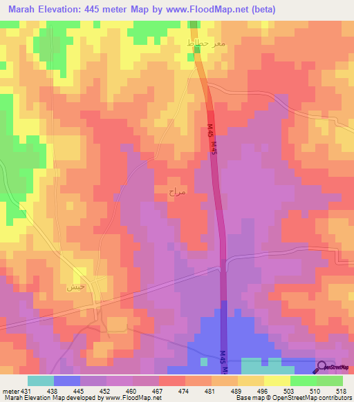 Marah,Syria Elevation Map