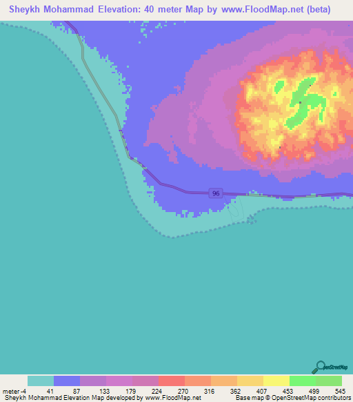 Sheykh Mohammad,Iran Elevation Map