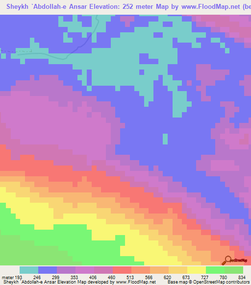 Sheykh `Abdollah-e Ansar,Iran Elevation Map