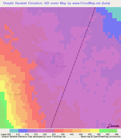 Shaykh Barakah,Syria Elevation Map