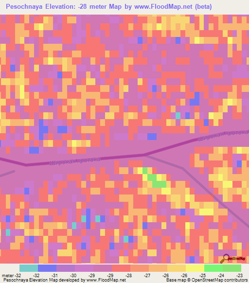Pesochnaya,Kazakhstan Elevation Map