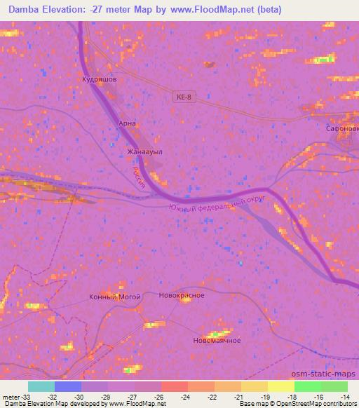Damba,Kazakhstan Elevation Map