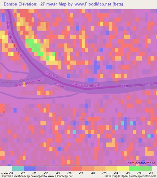 Damba,Kazakhstan Elevation Map