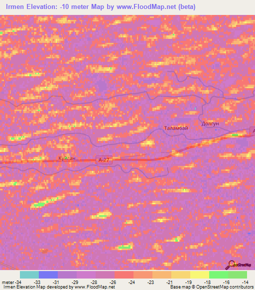 Irmen,Kazakhstan Elevation Map