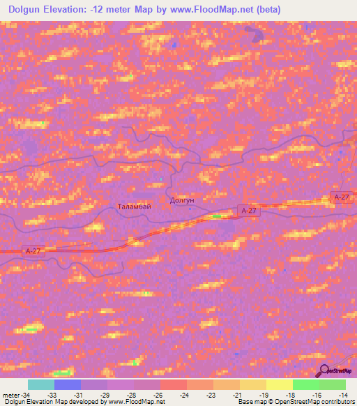 Dolgun,Kazakhstan Elevation Map