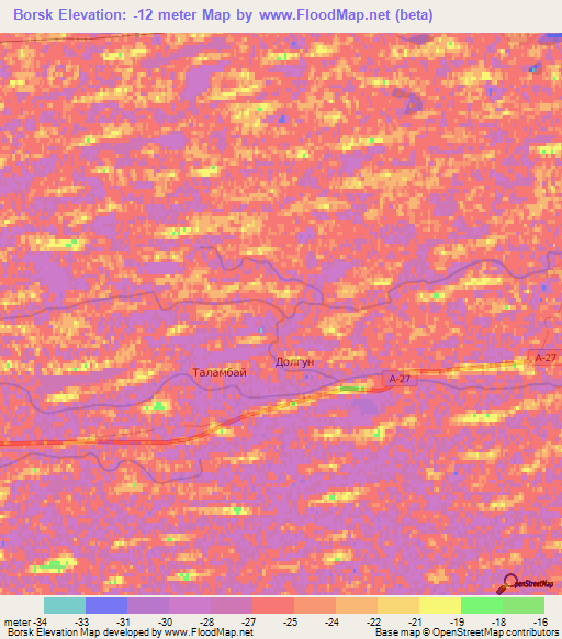 Borsk,Kazakhstan Elevation Map