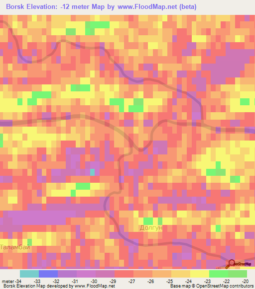 Borsk,Kazakhstan Elevation Map