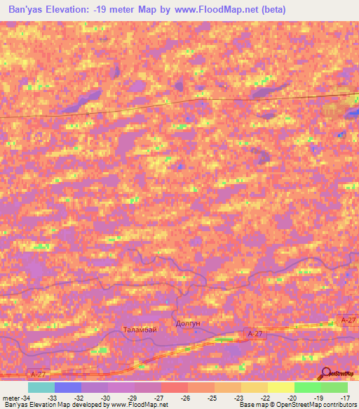 Ban'yas,Kazakhstan Elevation Map