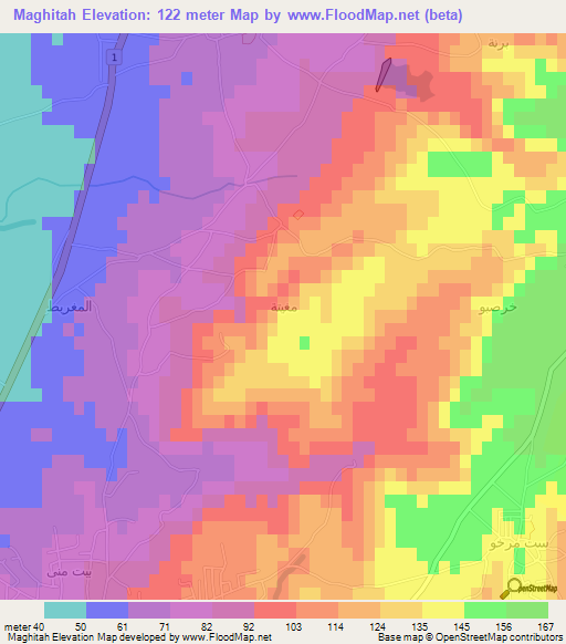 Maghitah,Syria Elevation Map