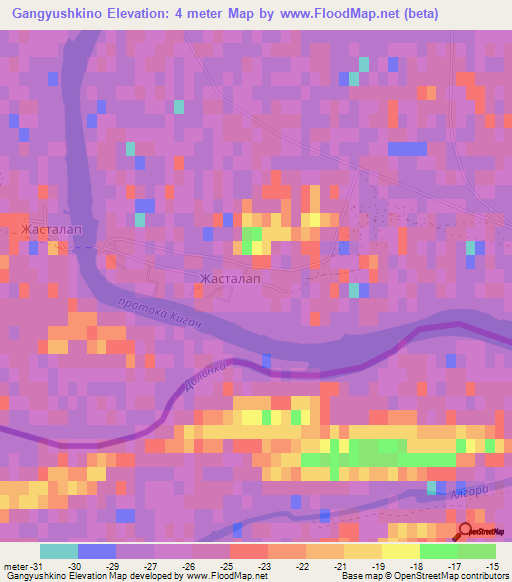 Gangyushkino,Kazakhstan Elevation Map
