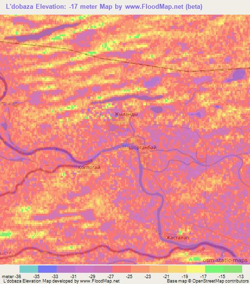 L'dobaza,Kazakhstan Elevation Map