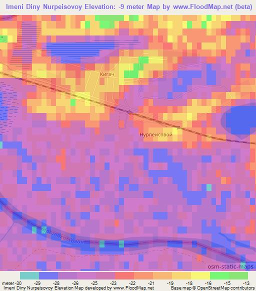 Imeni Diny Nurpeisovoy,Kazakhstan Elevation Map