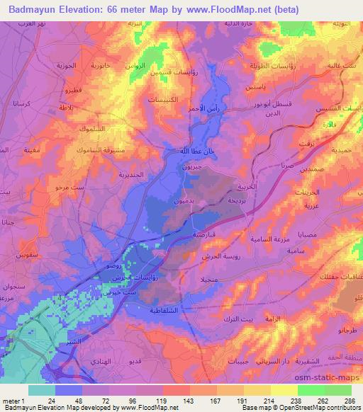 Badmayun,Syria Elevation Map