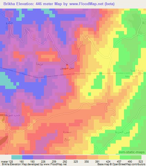 Brikha,Syria Elevation Map
