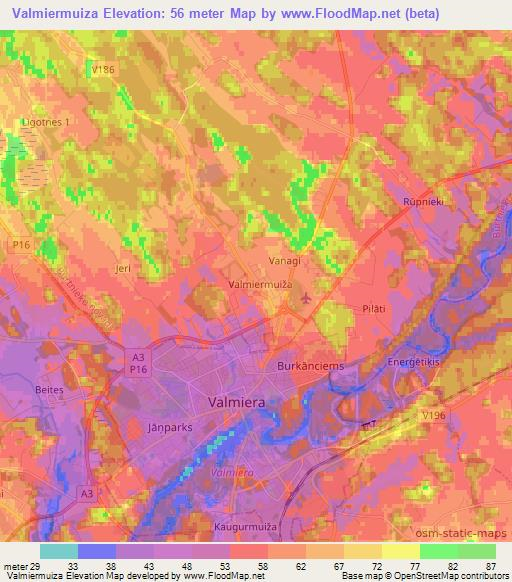Valmiermuiza,Latvia Elevation Map