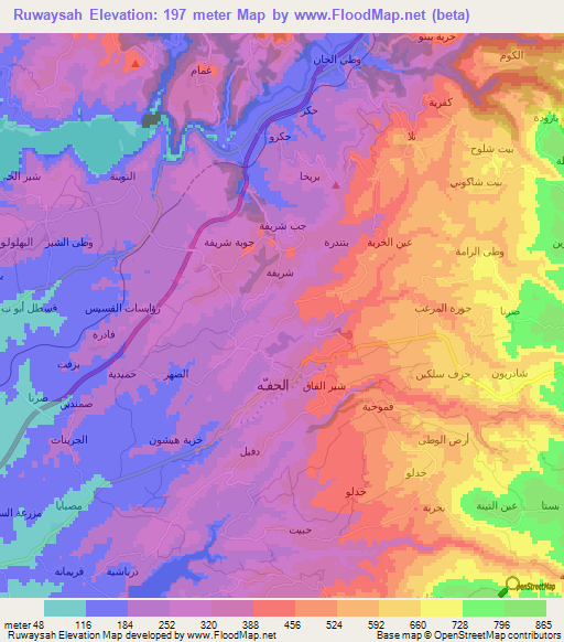 Ruwaysah,Syria Elevation Map