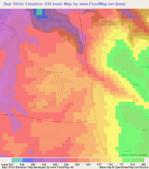 Bayt Shluh,Syria Elevation Map