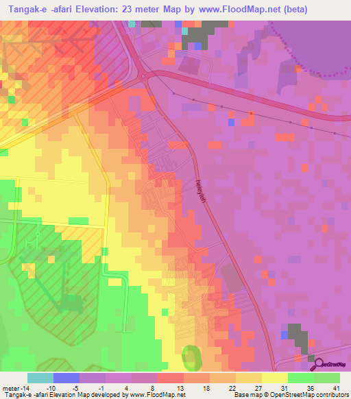 Tangak-e -afari,Iran Elevation Map