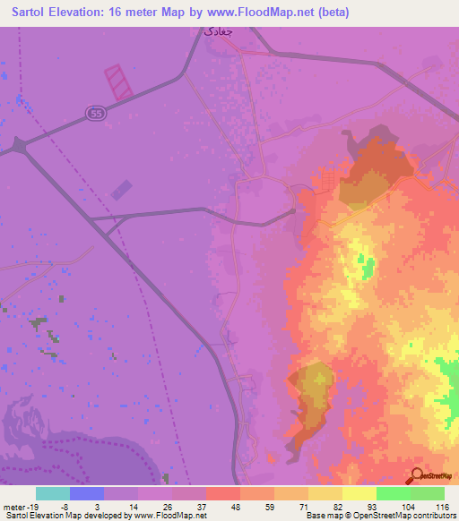 Sartol,Iran Elevation Map