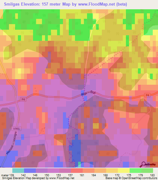 Smilgas,Latvia Elevation Map