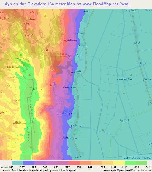 `Ayn an Nur,Syria Elevation Map
